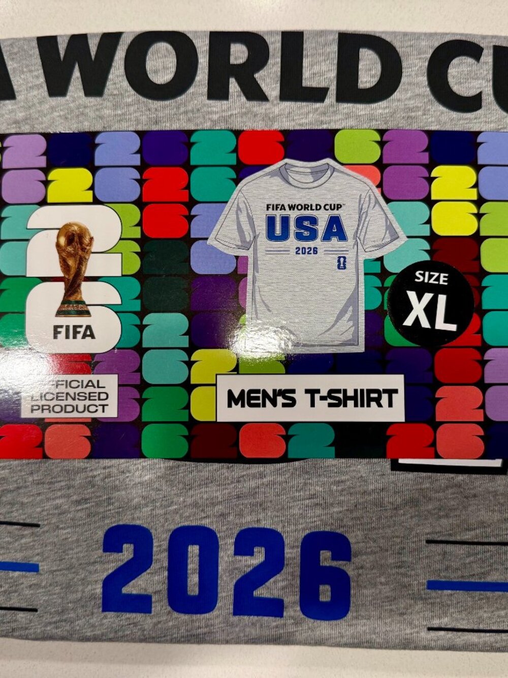 FIFA World Cup 2026 Officially Licensed USA Men's T-Shirt, Gray, XL, NWT